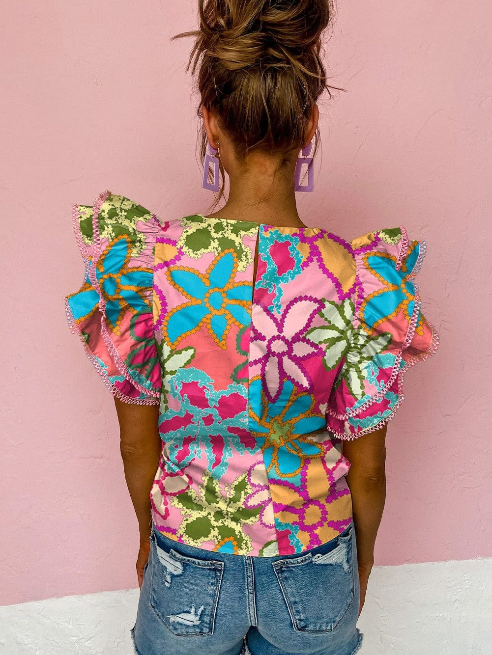 Enchanting Floral Ruffle Blouse