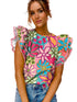Enchanting Floral Ruffle Blouse