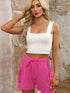 Vibrant Pink Corded Texture Cargo Shorts