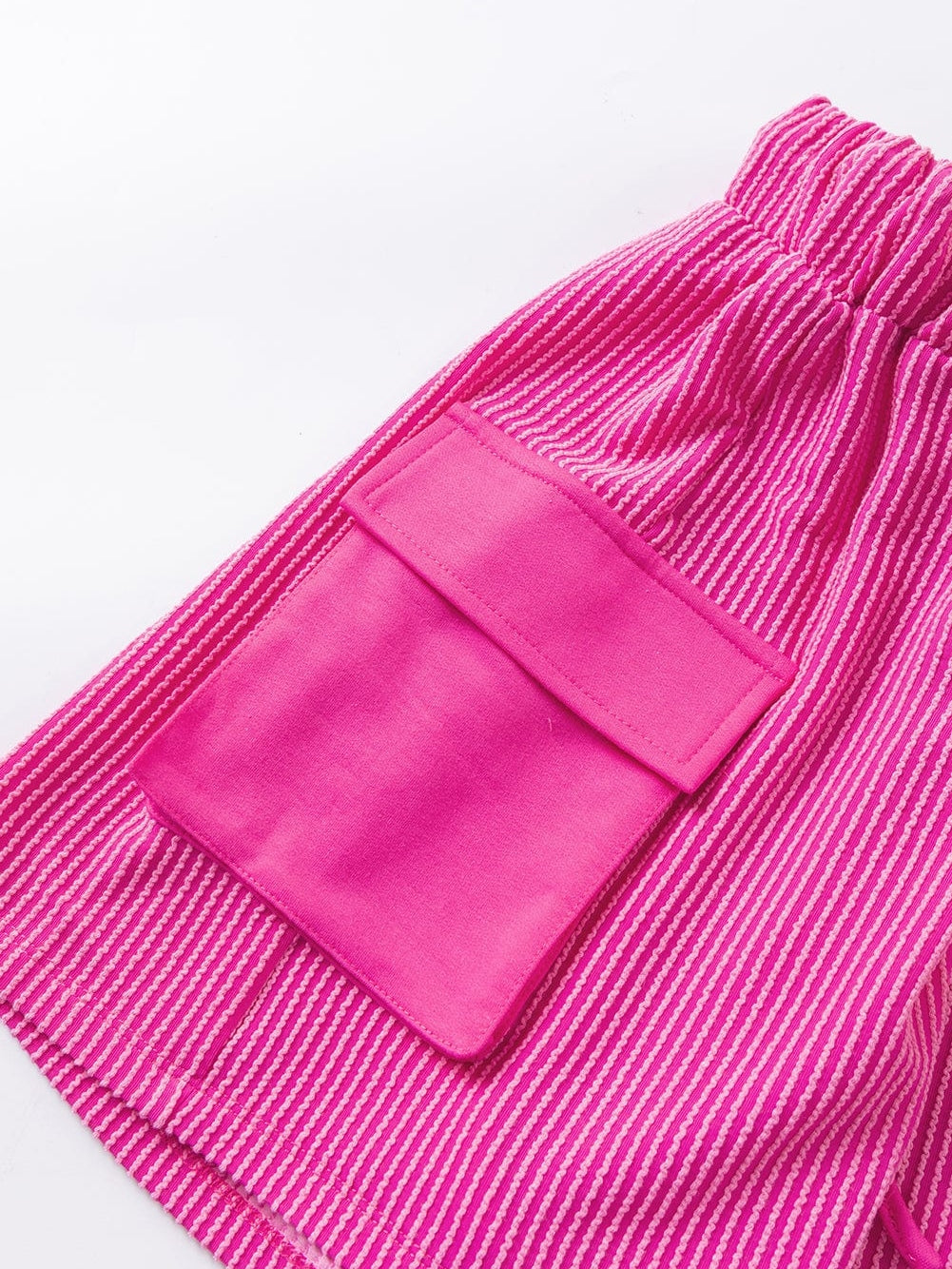 Vibrant Pink Corded Texture Cargo Shorts