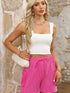 Vibrant Pink Corded Texture Cargo Shorts