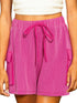 Vibrant Pink Corded Texture Cargo Shorts