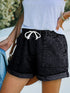 Vintage Acid Washed Green Denim Shorts with Drawstring Waist