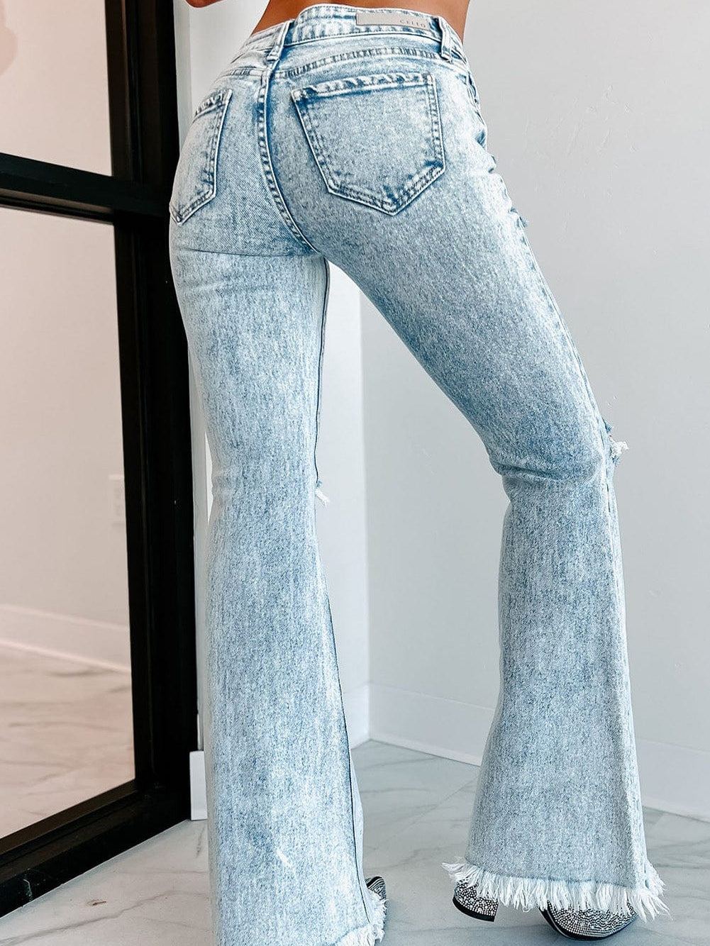 Mid Rise Flare Jeans