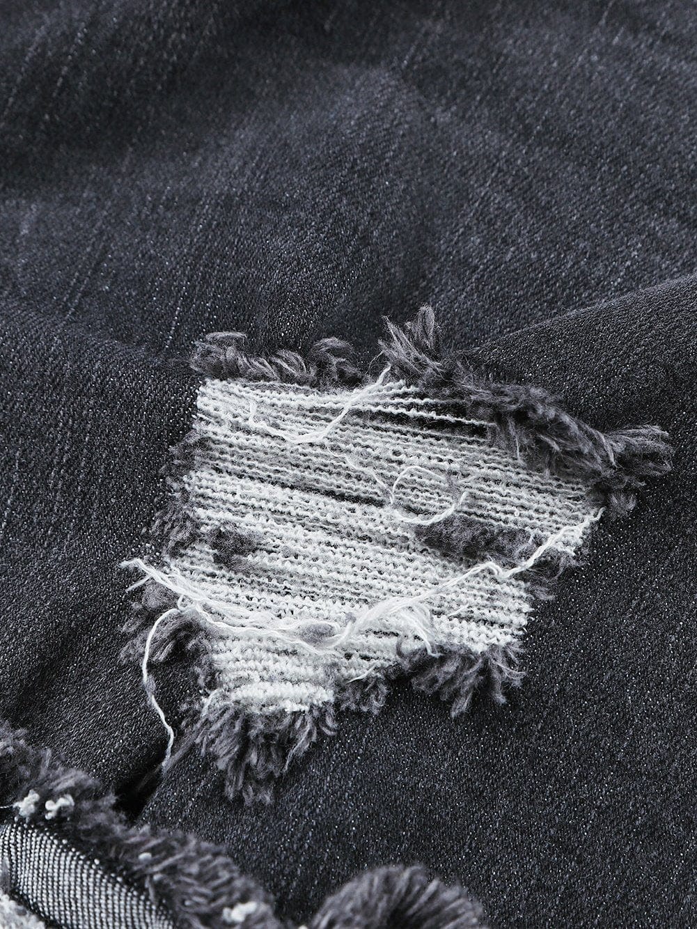 Vintage Chic Distressed Black Denim Shorts with Roll Hem