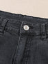 Vintage Chic Distressed Black Denim Shorts with Roll Hem