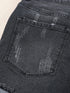 Vintage Chic Distressed Black Denim Shorts with Roll Hem