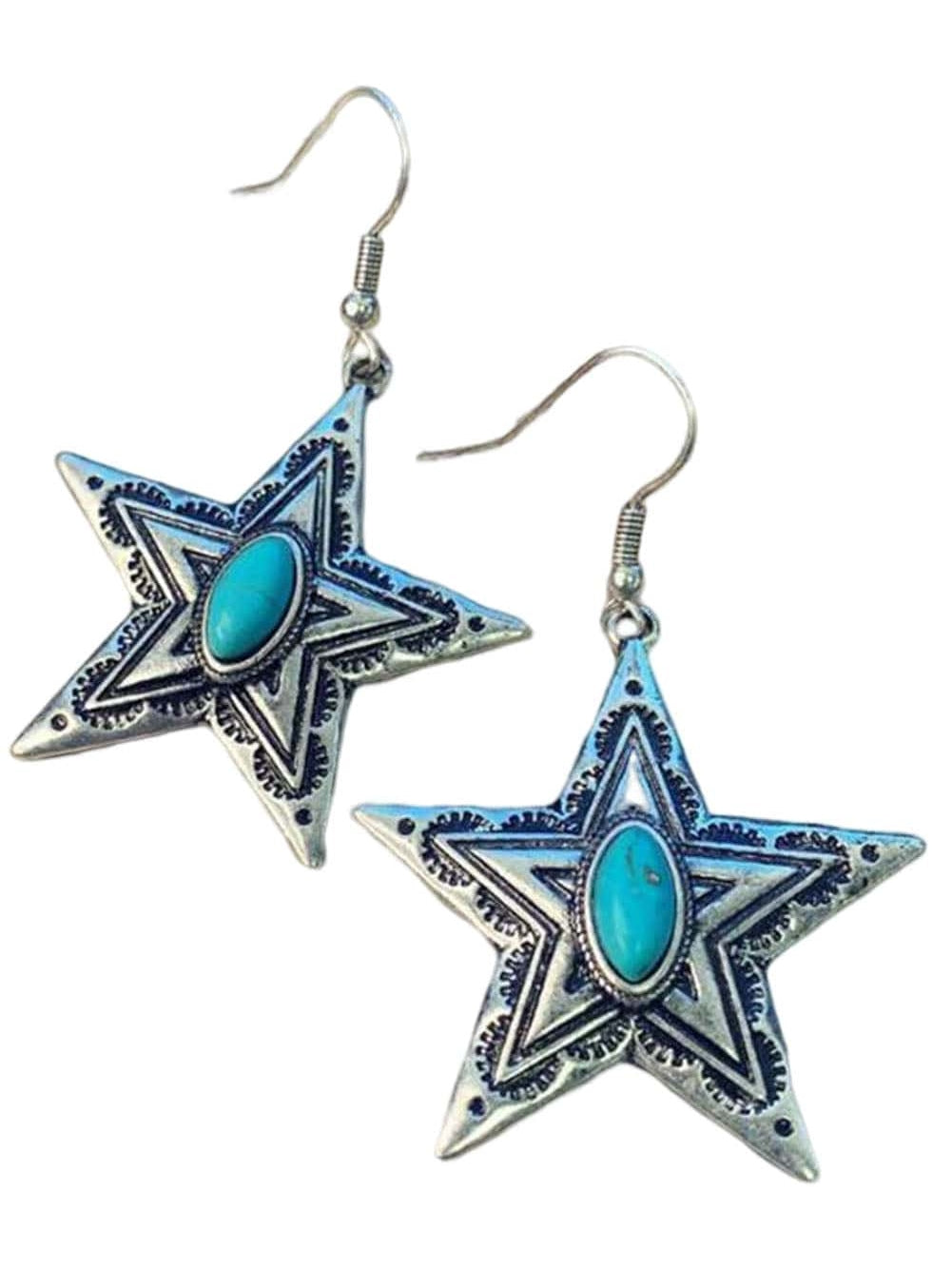 Vintage Lace Boho Star Earrings with Turquoise Accents