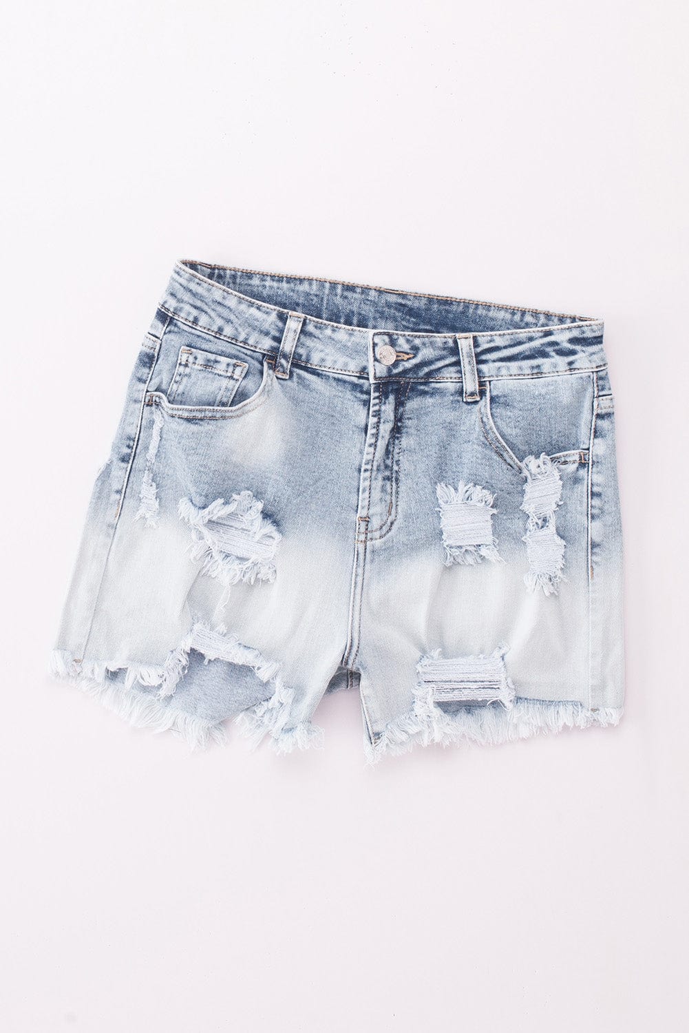 Vintage Sky Blue Distressed Denim Shorts