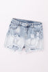 Vintage Sky Blue Distressed Denim Shorts