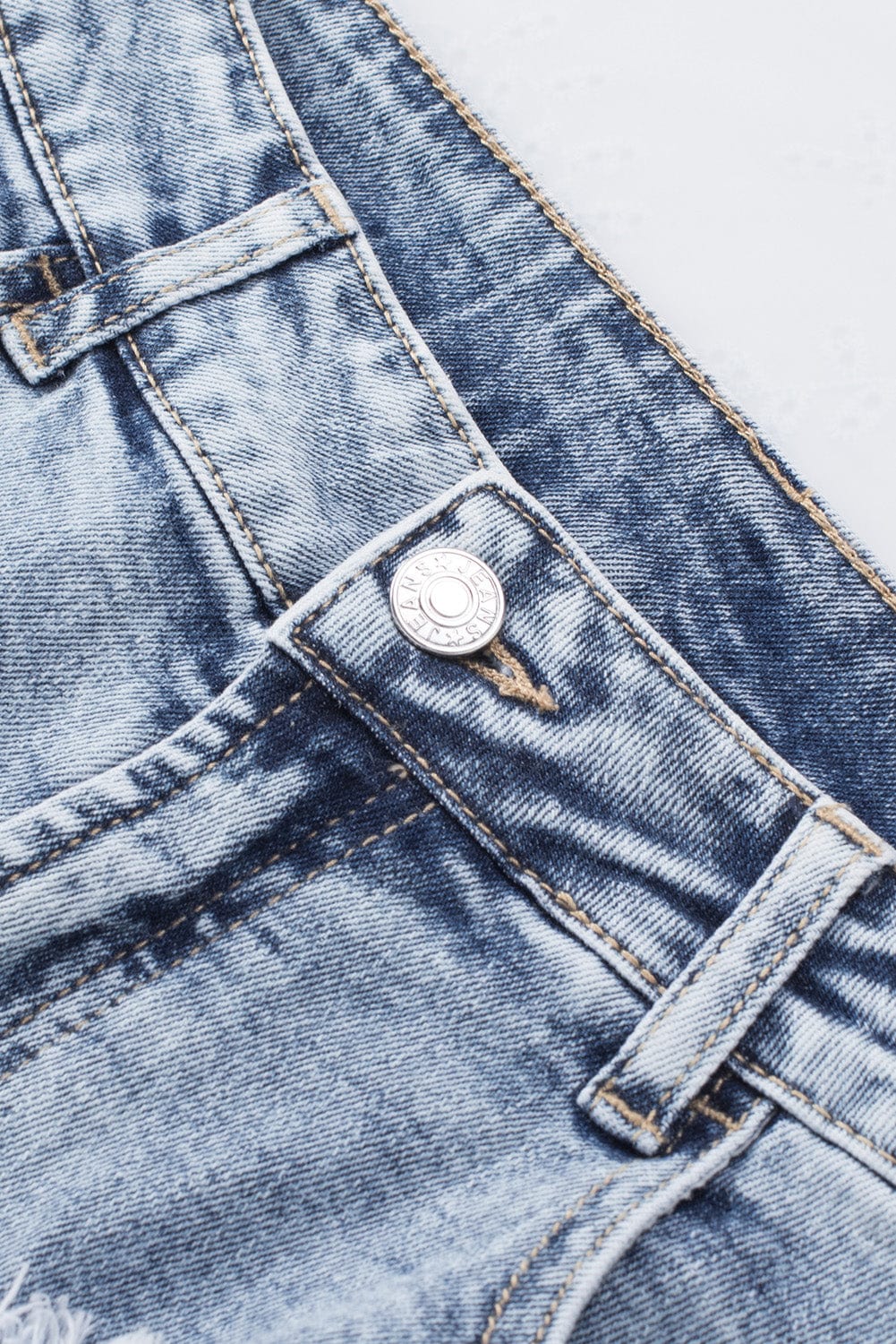 Vintage Sky Blue Distressed Denim Shorts