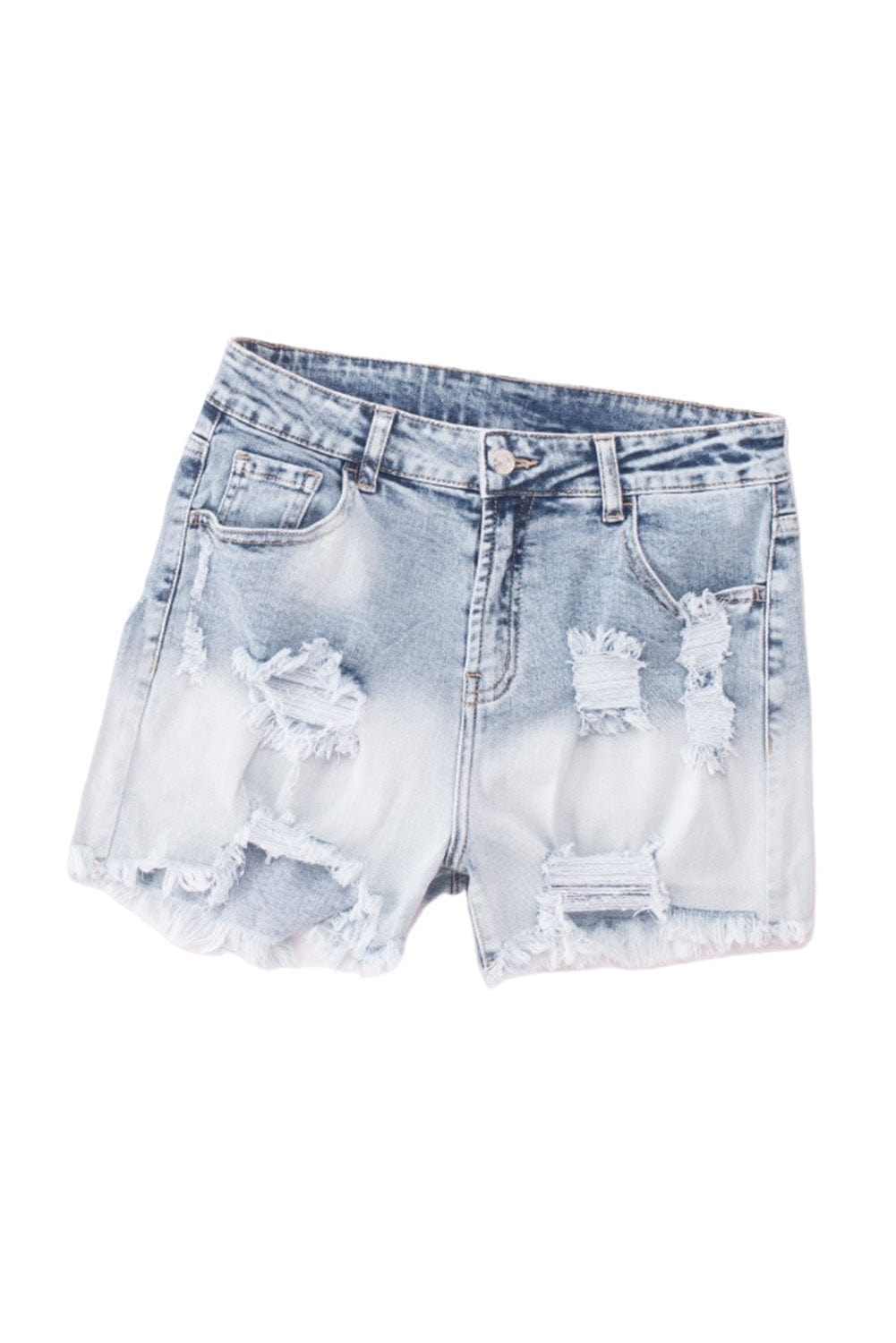 Vintage Sky Blue Distressed Denim Shorts