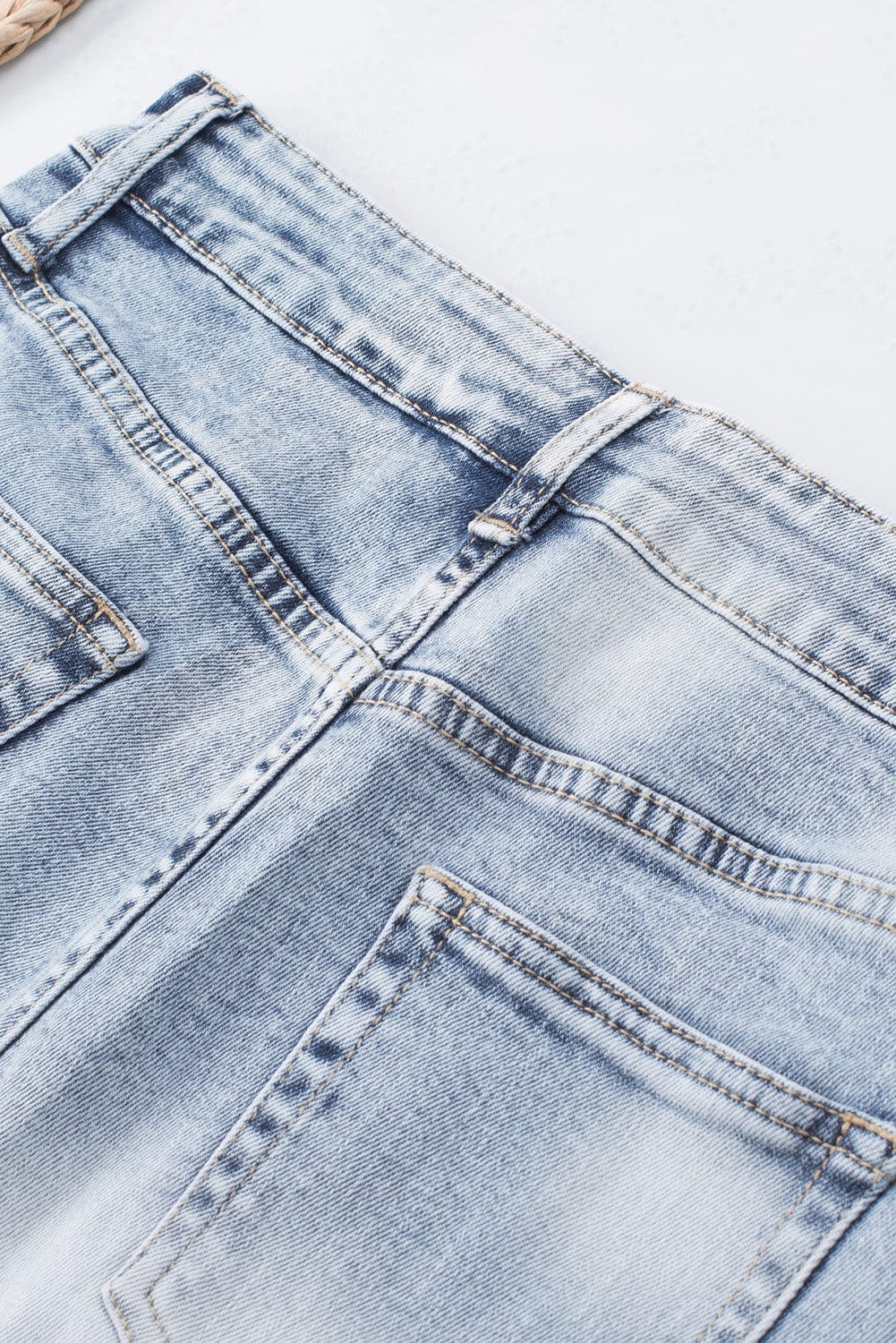 Vintage Sky Blue Distressed Denim Shorts