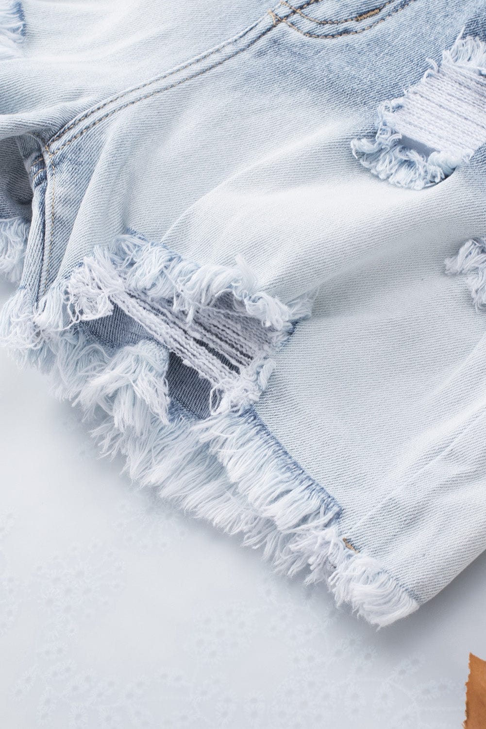 Vintage Sky Blue Distressed Denim Shorts