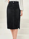 Relaxed Fit Denim Skirt with Front Buttons