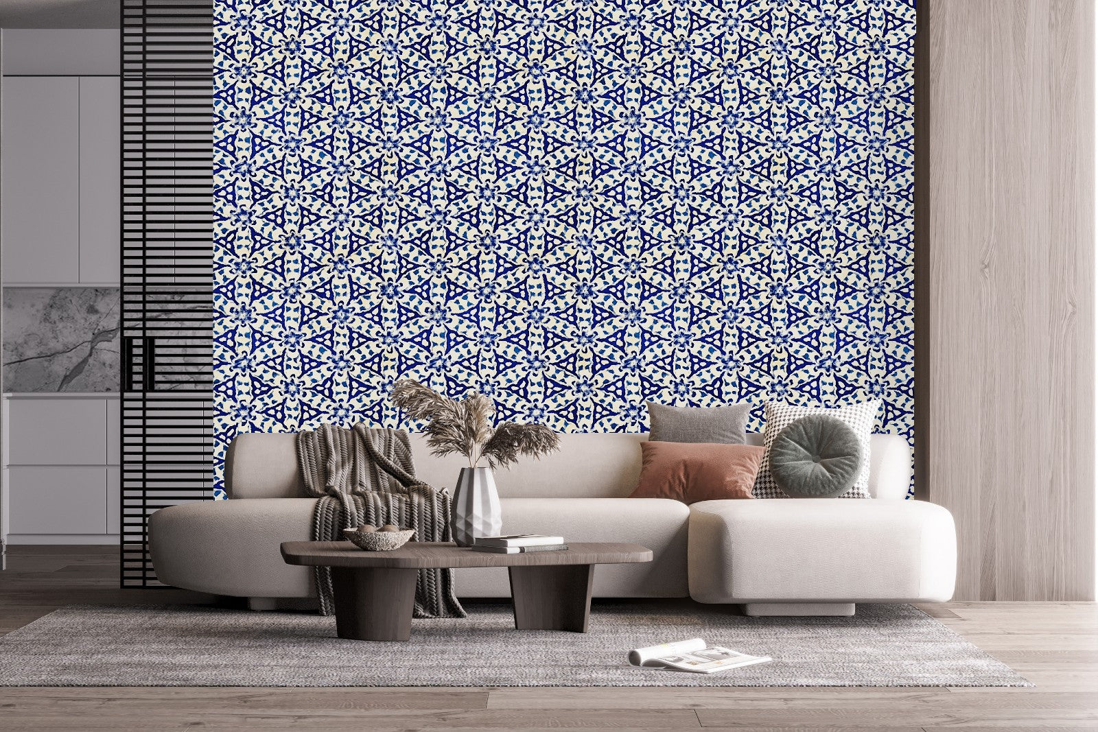 Fashionable Blue Pattern Wallpaper