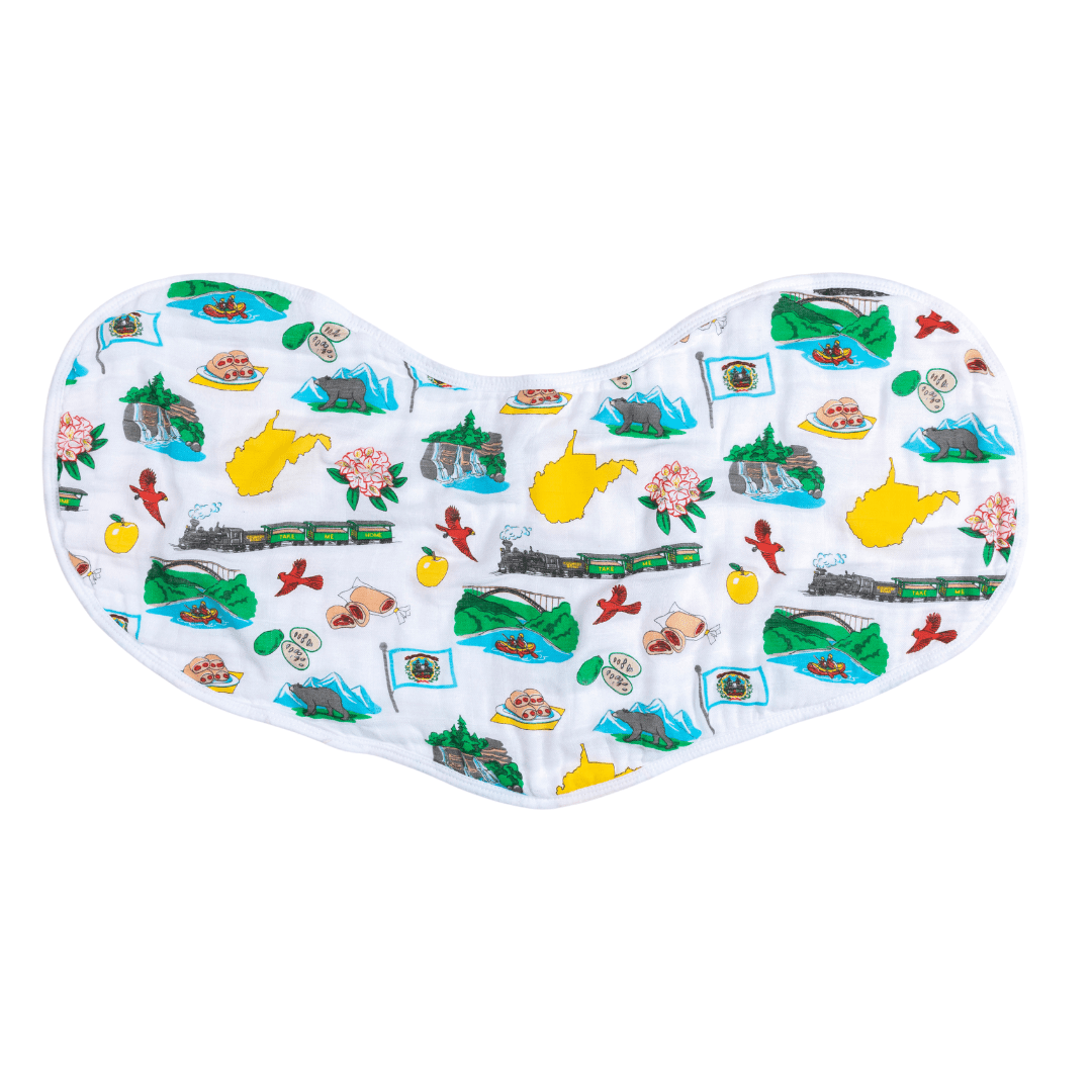 Conjunto de regalo para bebés de Virginia Occidental: manta para envolver al bebé y babero/eructo combinado