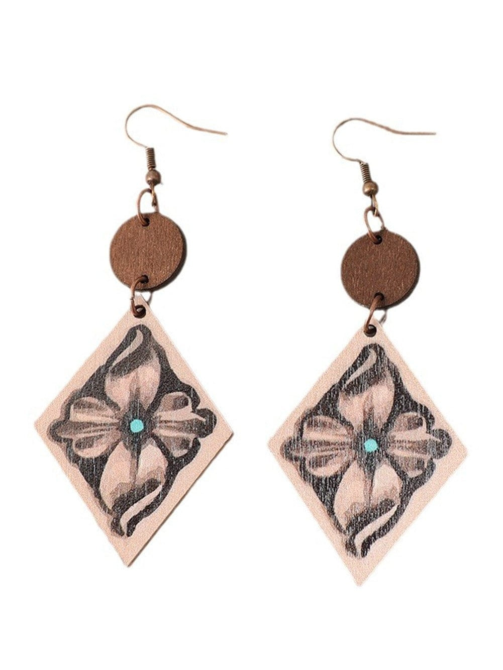 Western Blossom Wood Drop Earrings