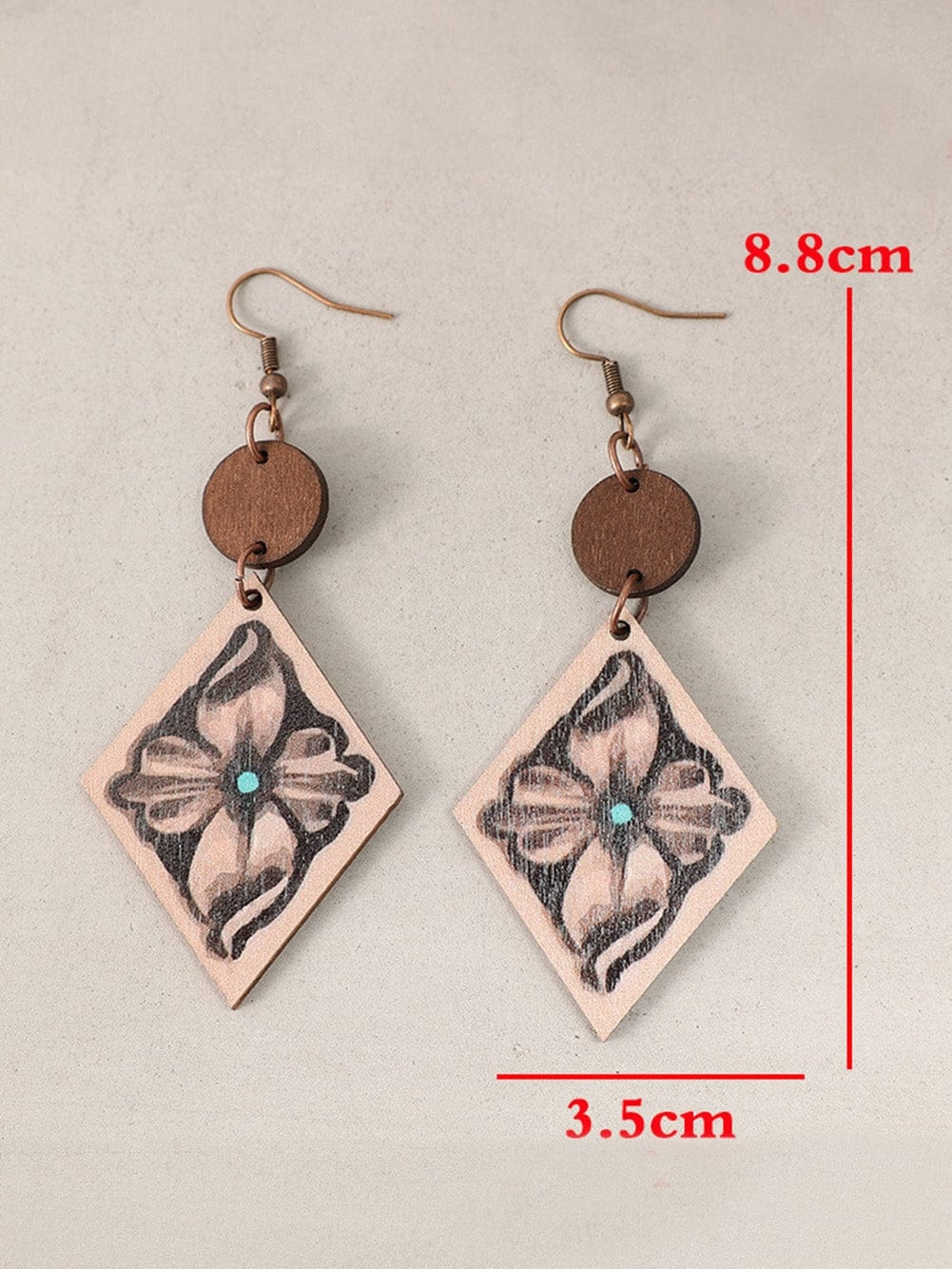 Western Blossom Wood Drop Earrings