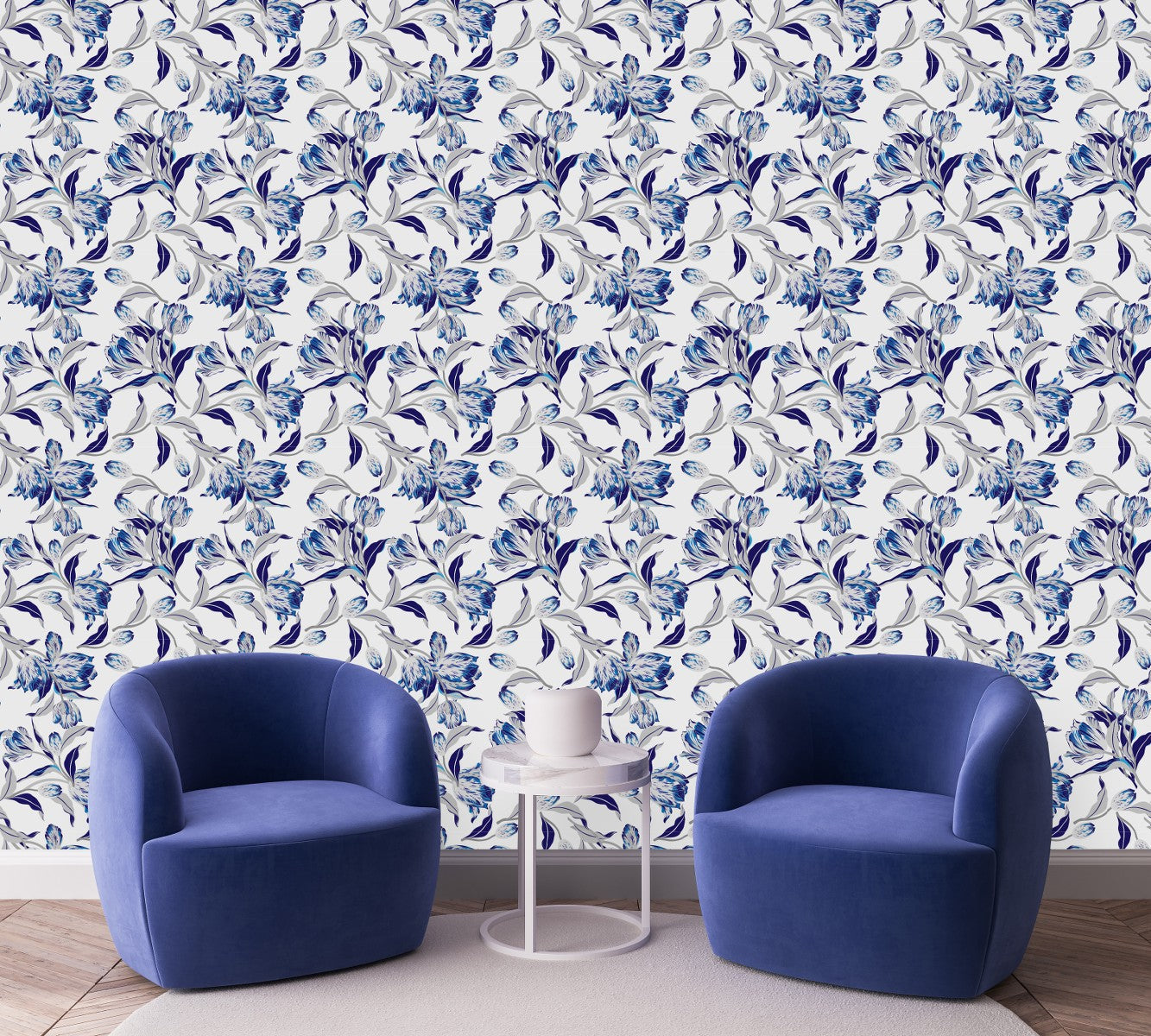Fashionable Blue Tulips Wallpaper Fashionable