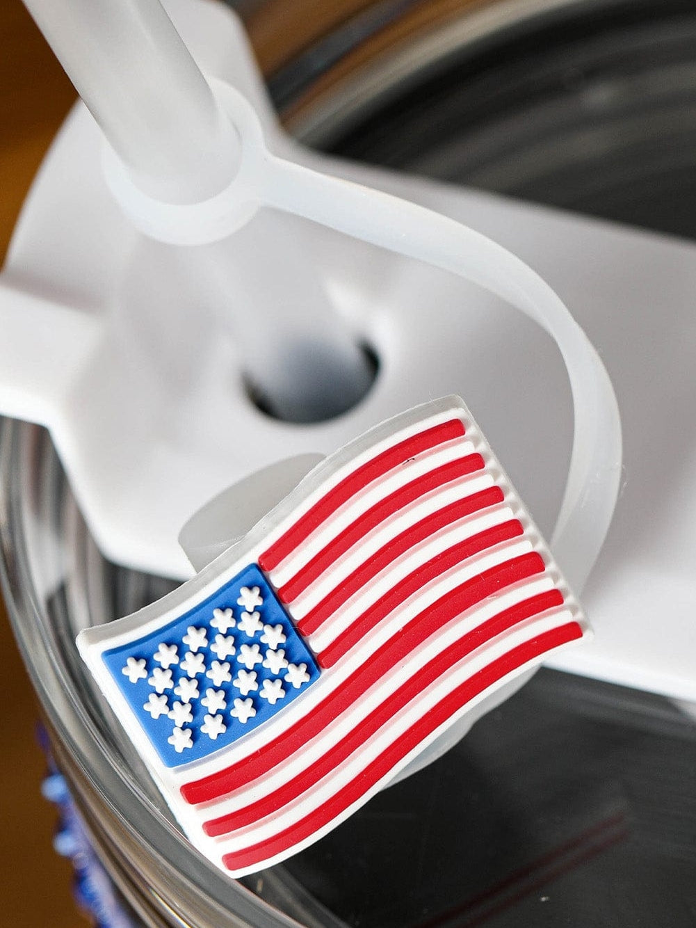 American Flag PVC Straw Lid for Patriotic Parties and BBQs