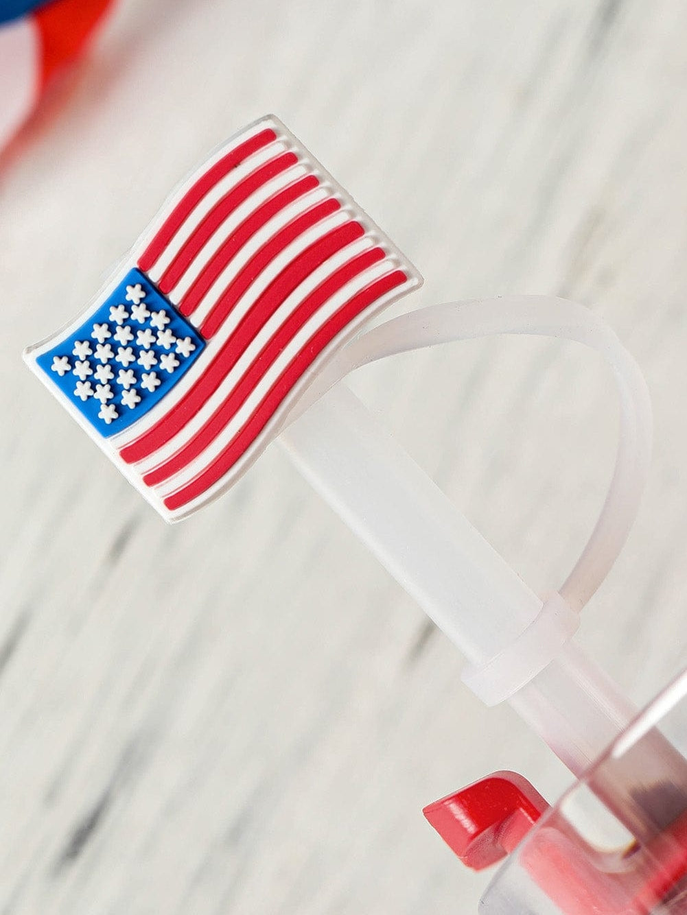 American Flag PVC Straw Lid for Patriotic Parties and BBQs