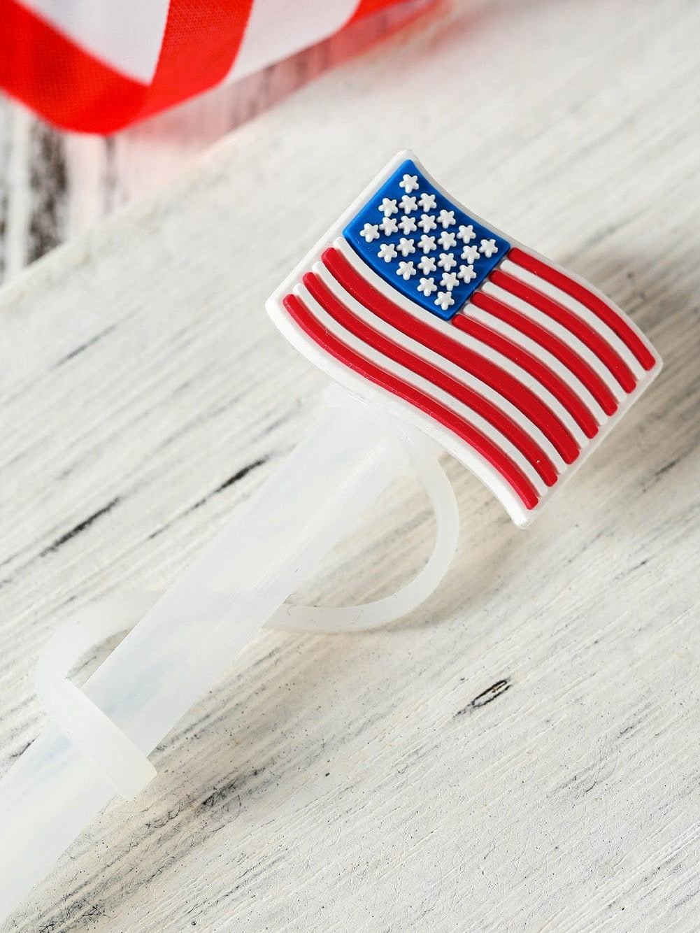 American Flag PVC Straw Lid for Patriotic Parties and BBQs