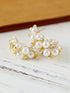 Elegant White Pearl and Rhinestone Hoop Earrings