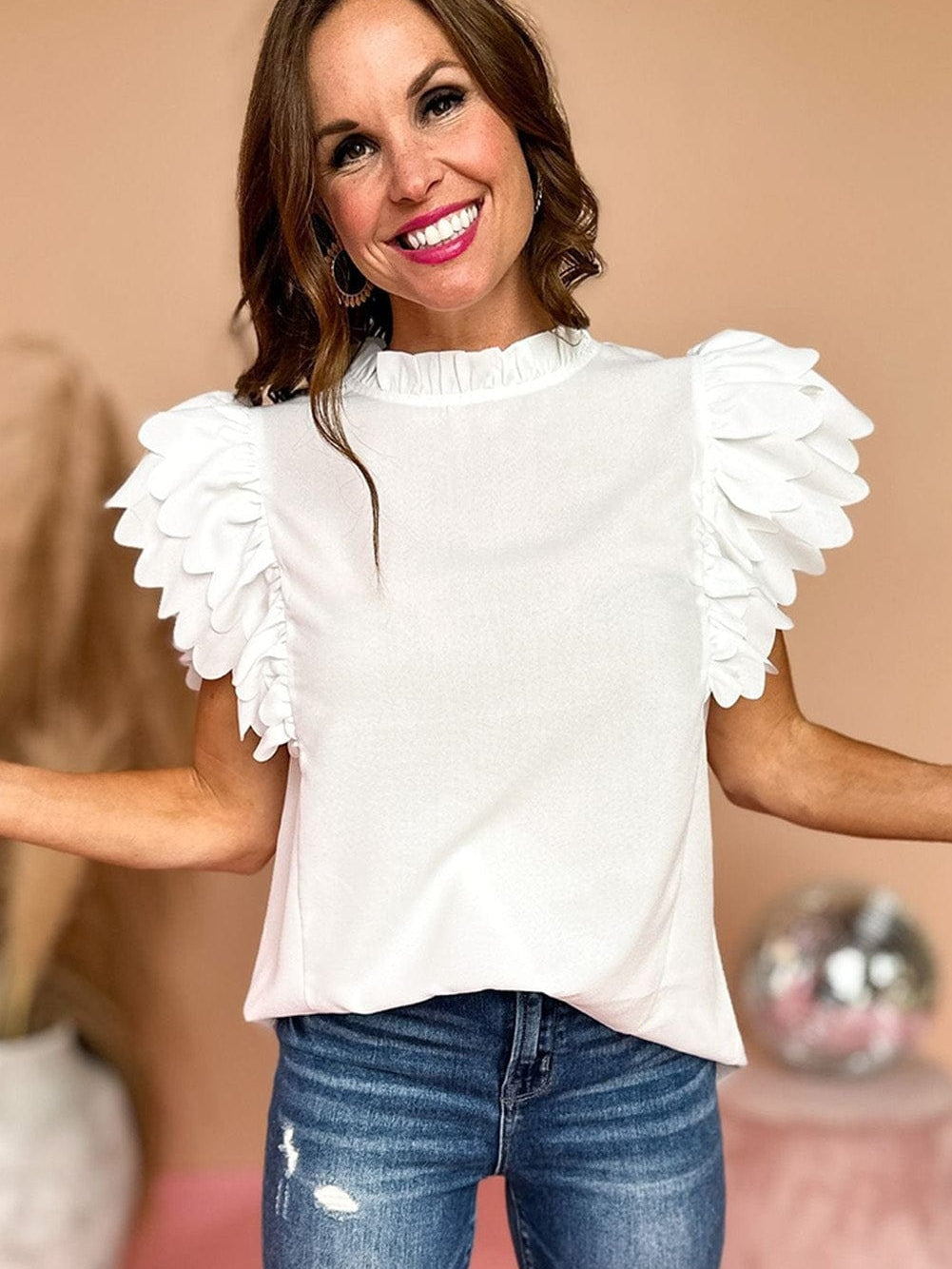 Modern White Ruffle Top