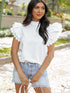 Modern White Ruffle Top