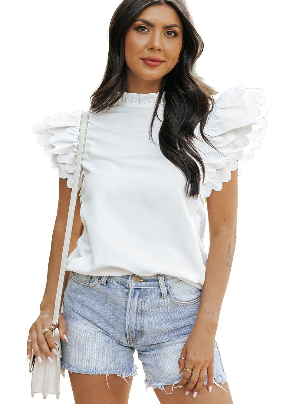 Modern White Ruffle Top