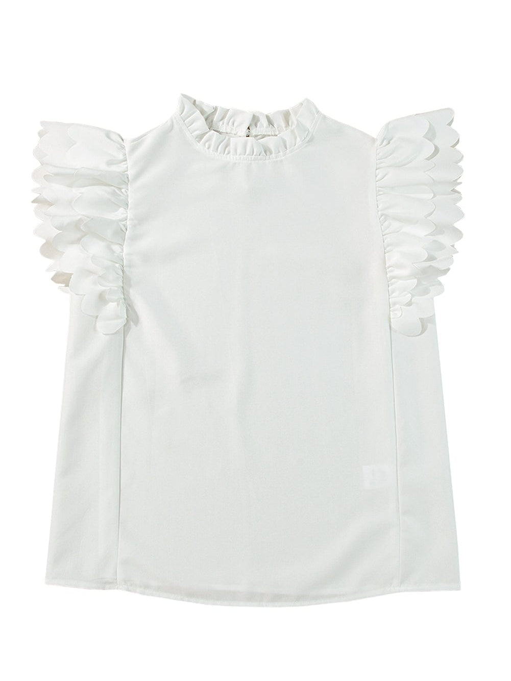 Modern White Ruffle Top