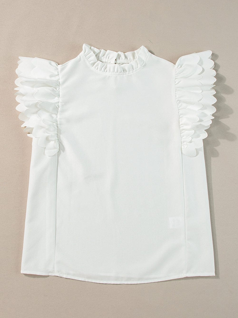 Modern White Ruffle Top
