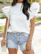 White Scalloped Ruffle Top