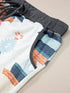 White Geometric Print Drawstring Waist Casual Shorts