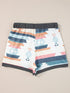 White Geometric Print Drawstring Waist Casual Shorts