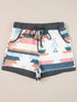 White Geometric Print Drawstring Waist Casual Shorts