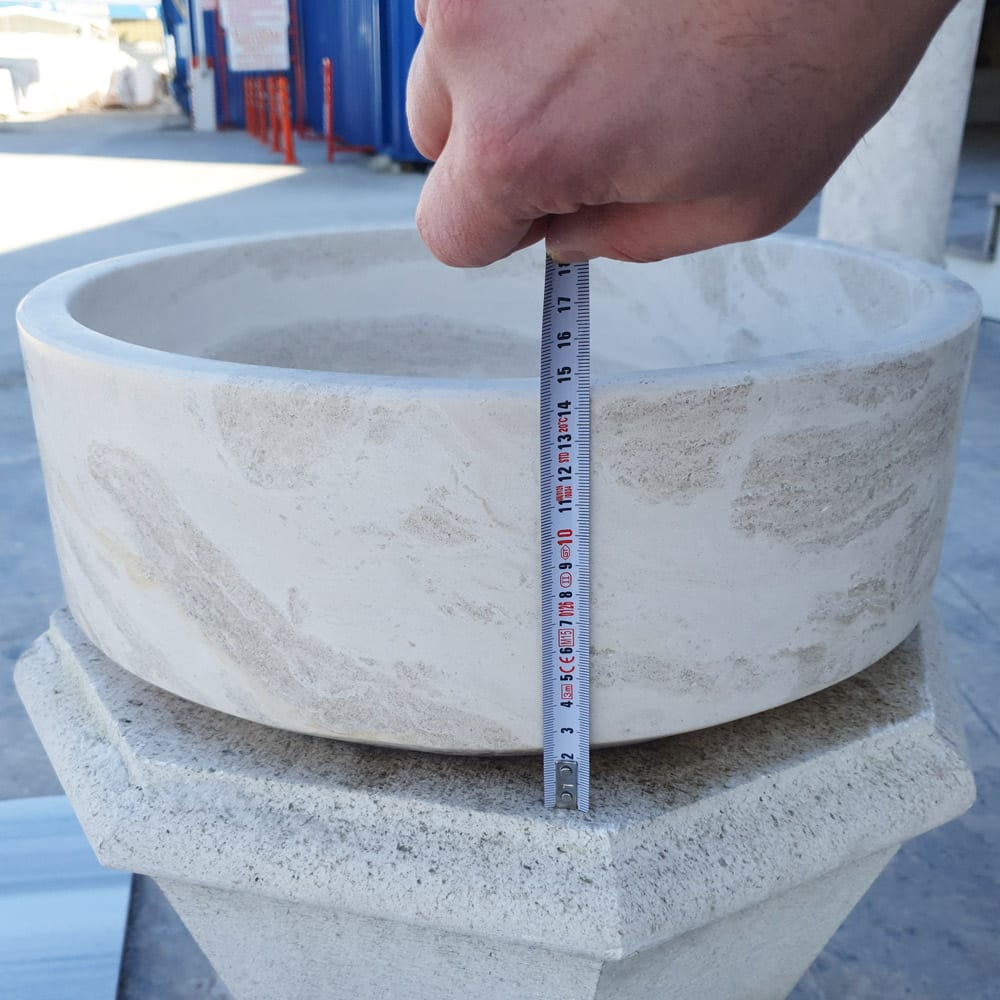 Natural Stone White Limestone Vessel Sink Polished (D)16