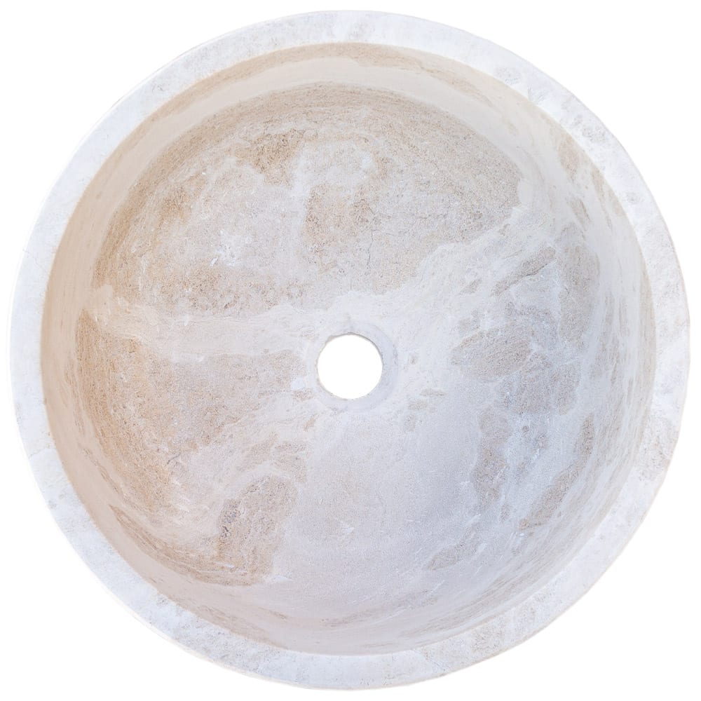 Natural Stone White Limestone Vessel Sink Polished (D)16" (H)6"