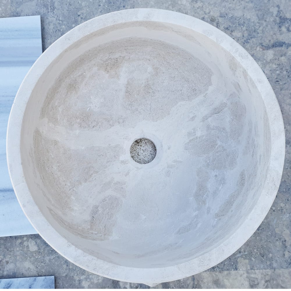 Natural Stone White Limestone Vessel Sink Polished (D)16