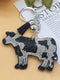 White Rhinestone Cow Pendant Keychain with Tassel
