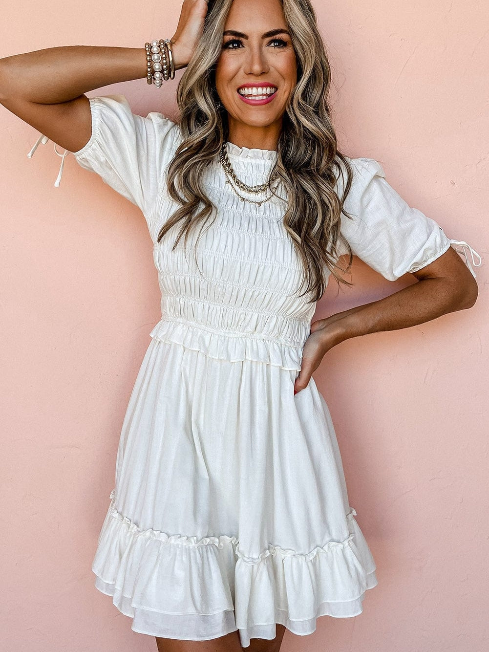 Off-Shoulder White Mini Dress