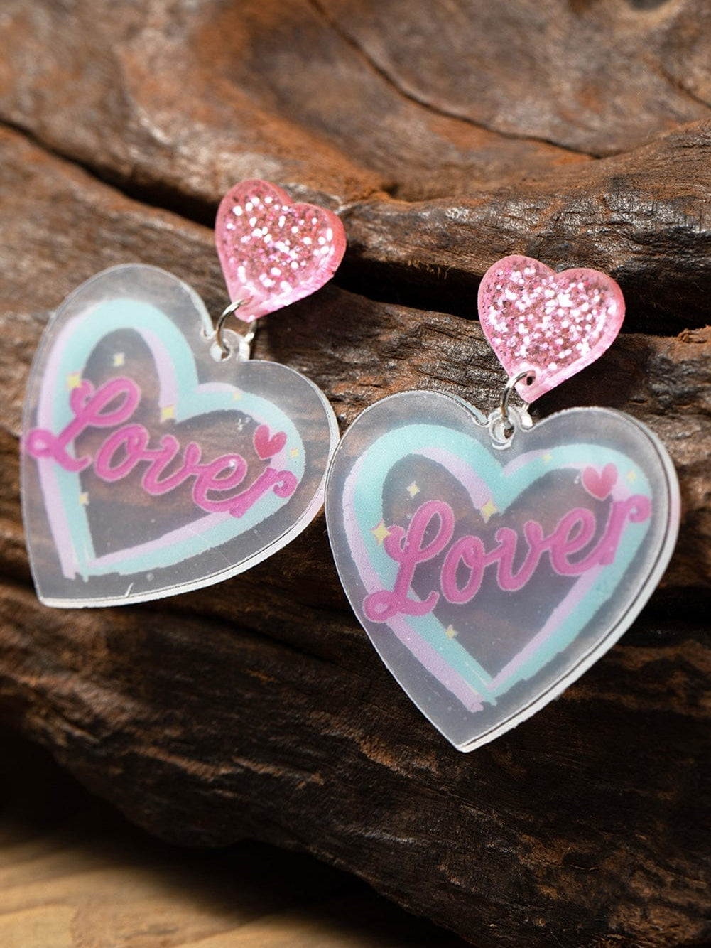 Sweet Heart Alphabet White Acrylic Stud Earrings