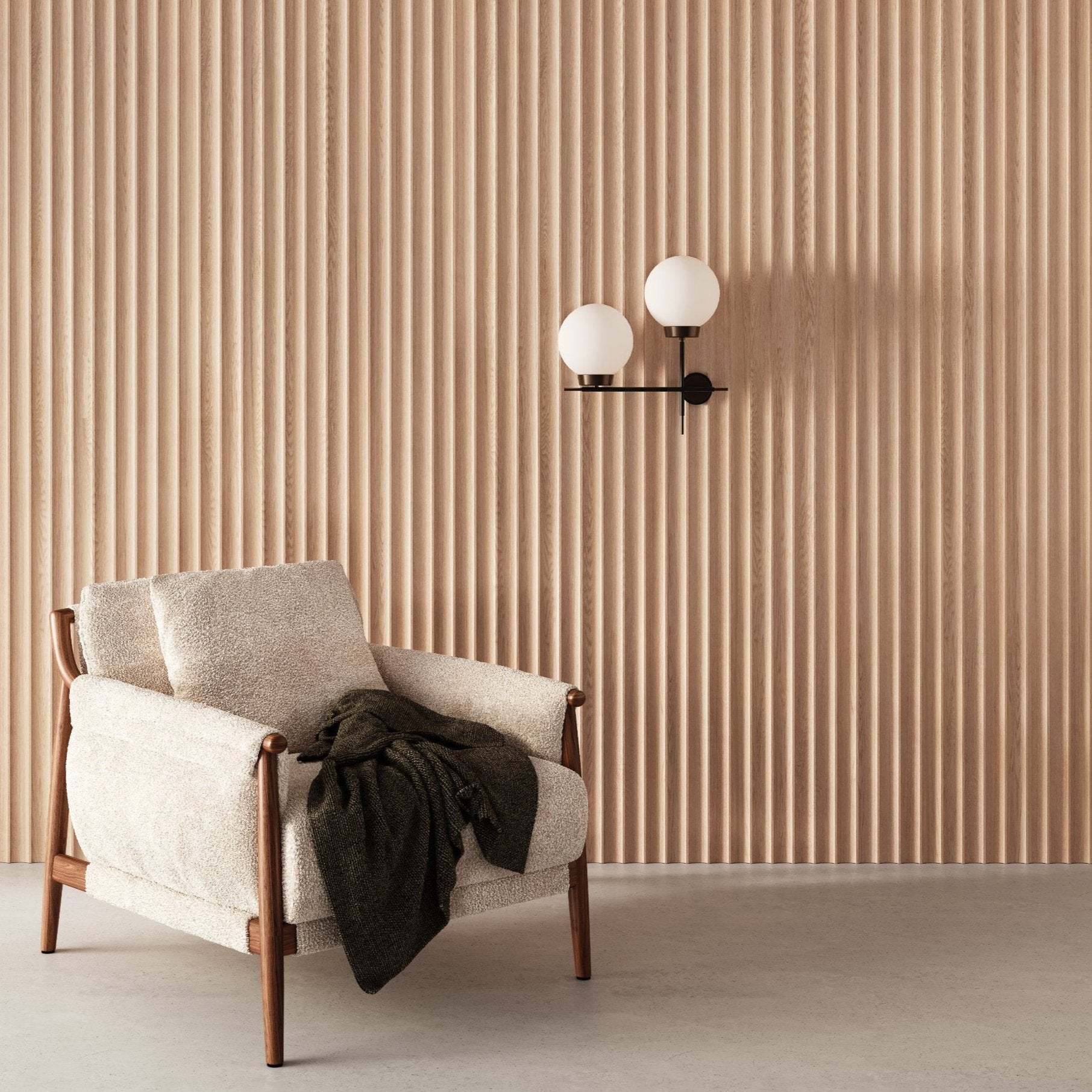 Muestras de paneles de madera estriados