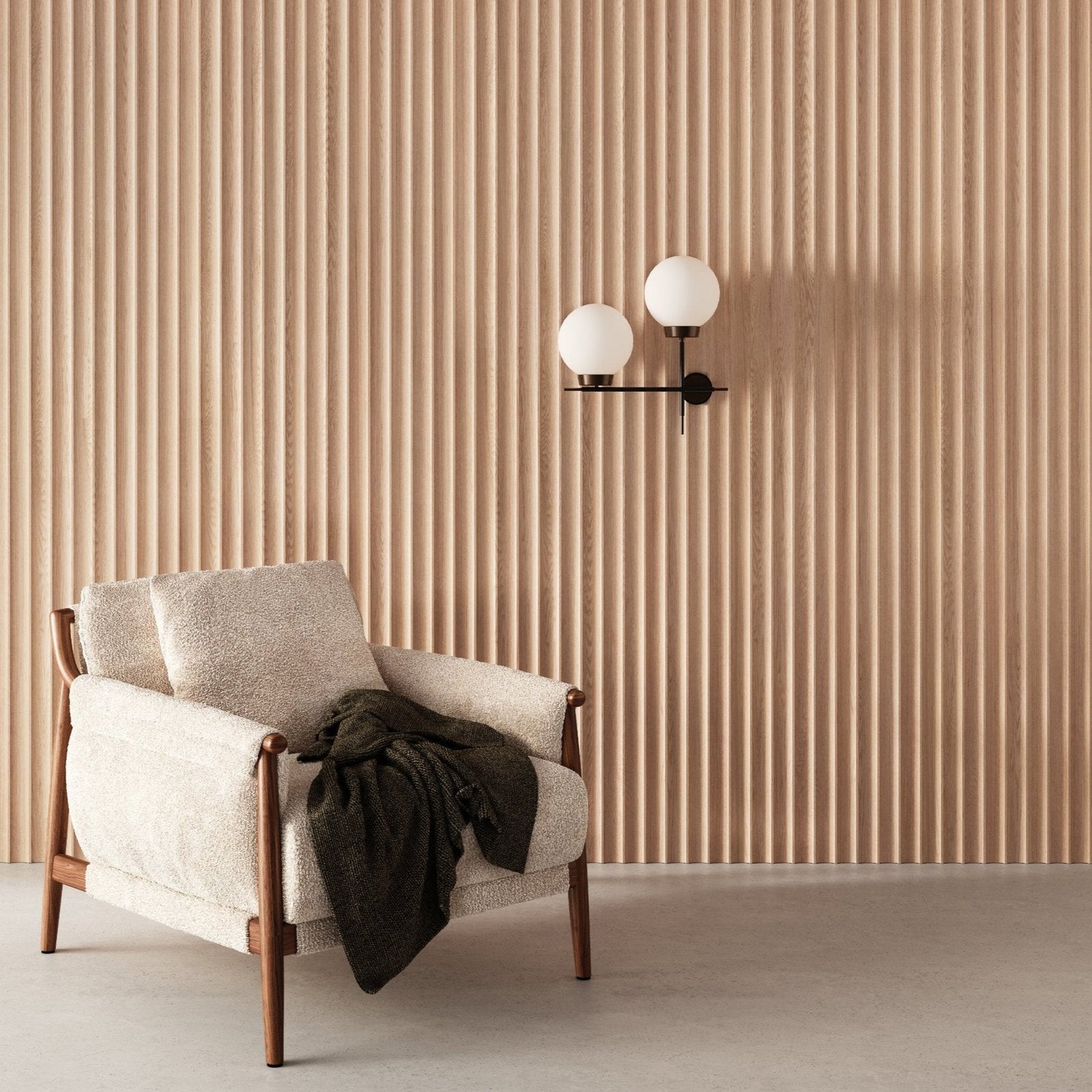 Muestras de paneles de madera estriados