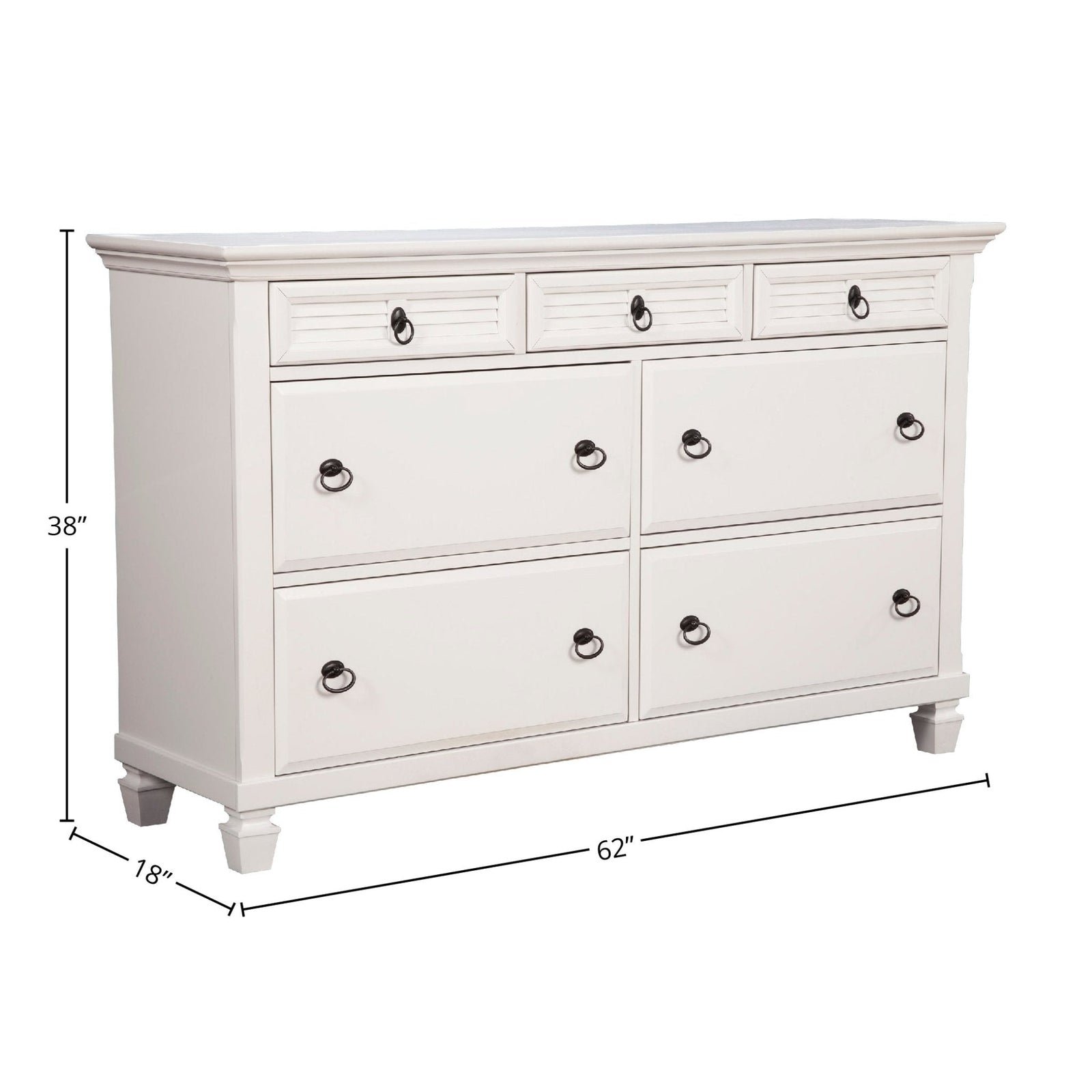 Cómoda Winchester de 7 cajones, color blanco