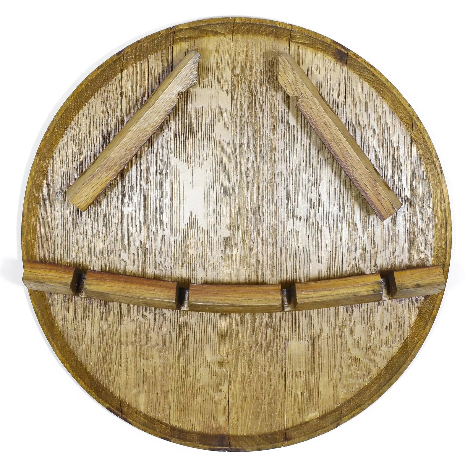 Botellero de pared con forma de barril para exhibición de botellas y copas - Botellero rústico de pared - Decoración única para barriles de vino