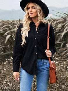 Women's Striped V-Neck Denim Shirt