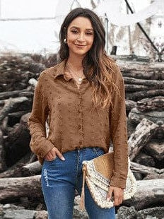 Women's Striped V-Neck Denim Shirt