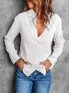 Women's Striped V-Neck Denim Shirt